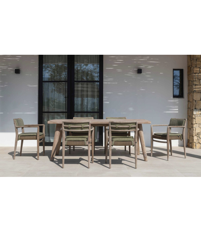 GOMMAIRE Outdoor Meubels | Organic Living Stablebar lenestol Jared | Teak naturgrå / PE-flettet antikk marihuana