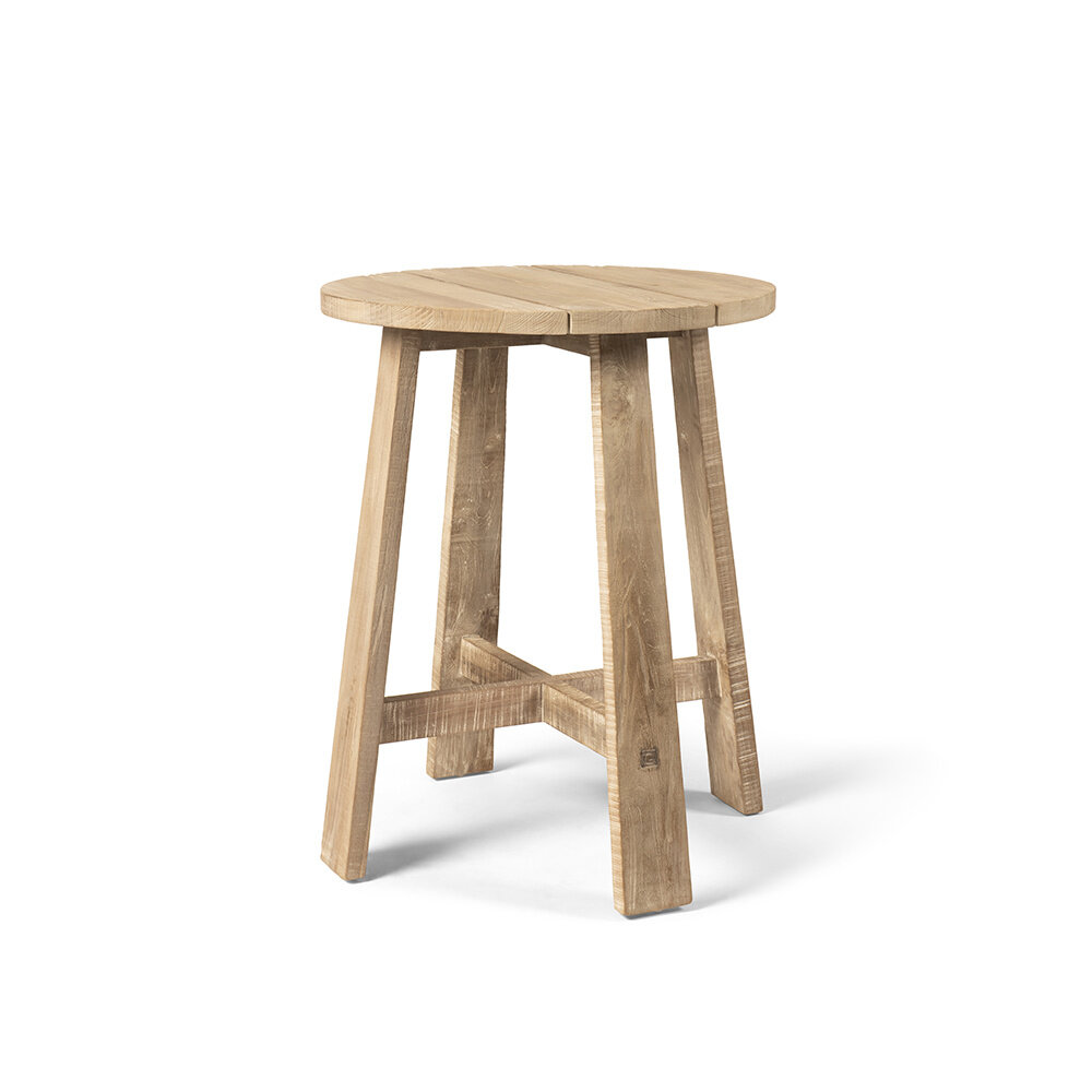 GOMMAIRE Outdoor | Organic Living Table de bar ronde Alex | Teck gris naturel