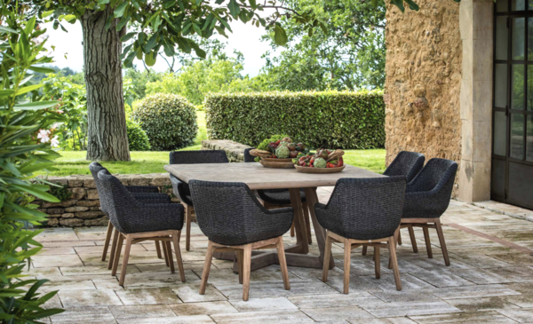 GOMMAIRE Outdoor | Organic Living Square Table Dennis | Reclaimed Teak Natural Grey