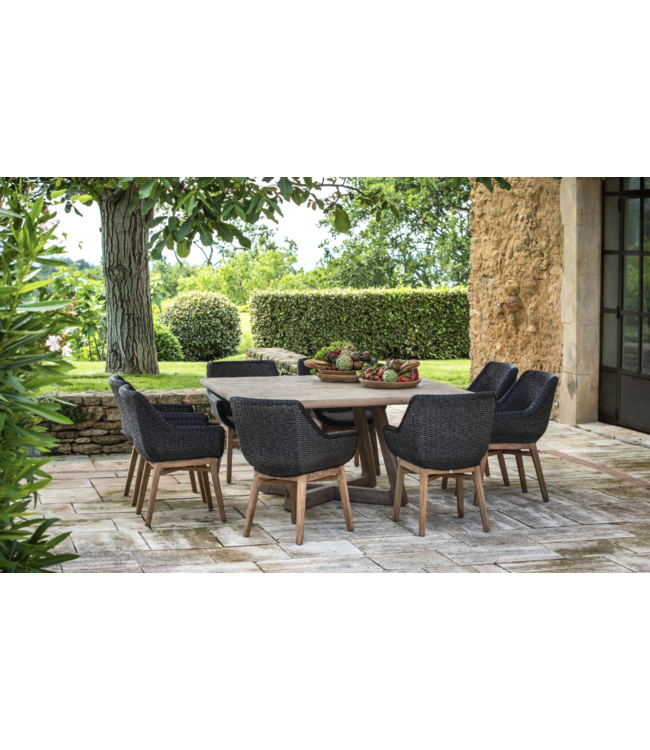 GOMMAIRE Outdoor Meubels | Organic Living Tavolo quadrato Dennis | Teak riciclato grigio naturale