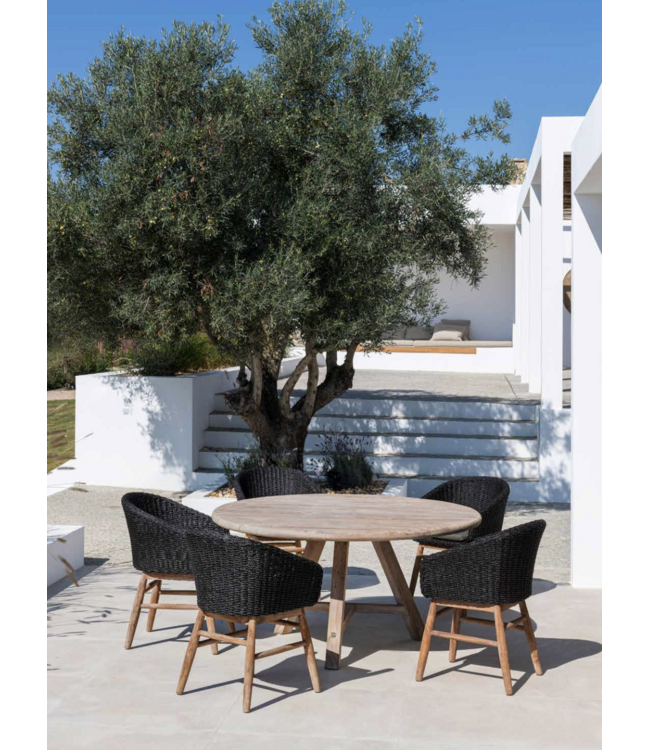 GOMMAIRE Outdoor Meubels | Organic Living Round Table Anton Large | Reclaimed Teak Natural Grey