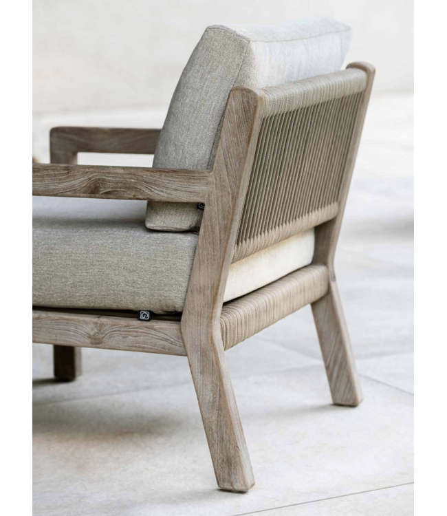 GOMMAIRE Outdoor Meubels | Organic Living Mario, 1-Sitzer | Teakholz Naturgrau / Seil