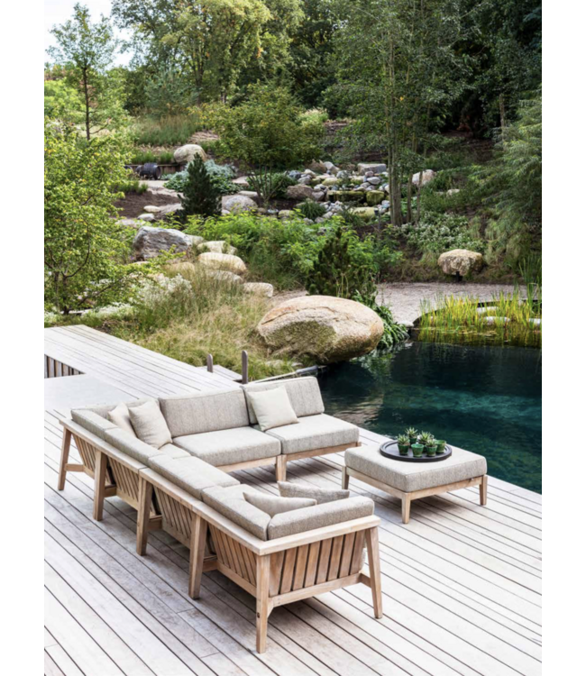GOMMAIRE Outdoor Meubels | Organic Living Ottoman Copenhague | Teak Natural Grey