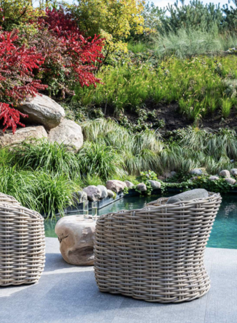 GOMMAIRE Outdoor | Organic Living Sessel Katzenähnlich | CL PE-Geflecht Natur