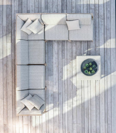 GOMMAIRE Outdoor | Organic Living Ottomane Kopenhagen | Teakholz Naturgrau