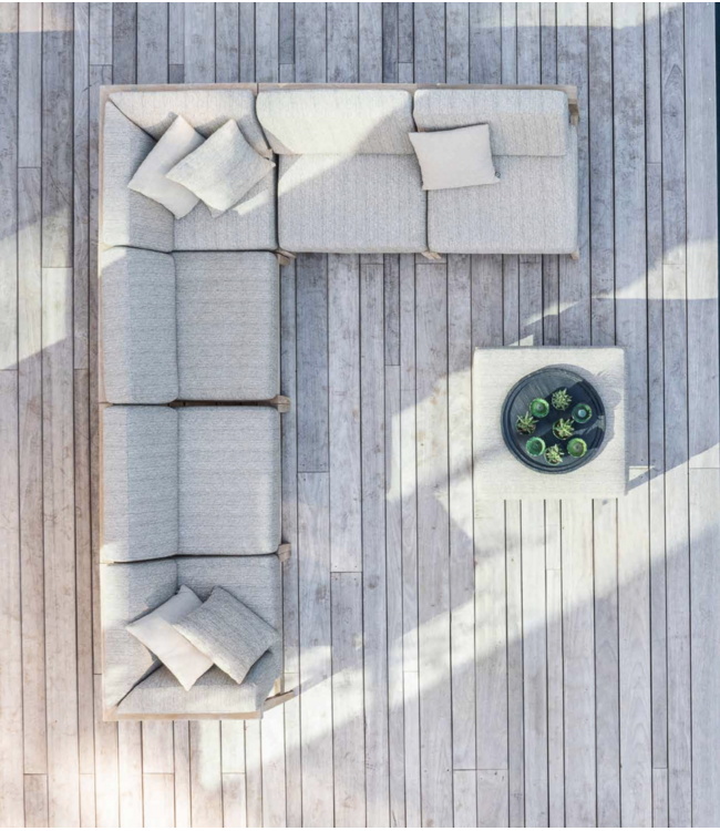 GOMMAIRE Outdoor Meubels | Organic Living Ottoman Copenhague | Teak Natural Grey