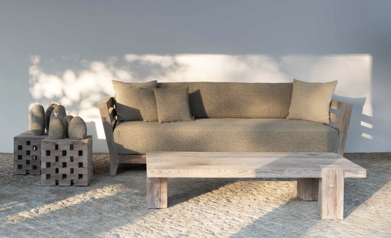 GOMMAIRE Outdoor | Organic Living Sofa Mia 3-seter | Teak naturgrå