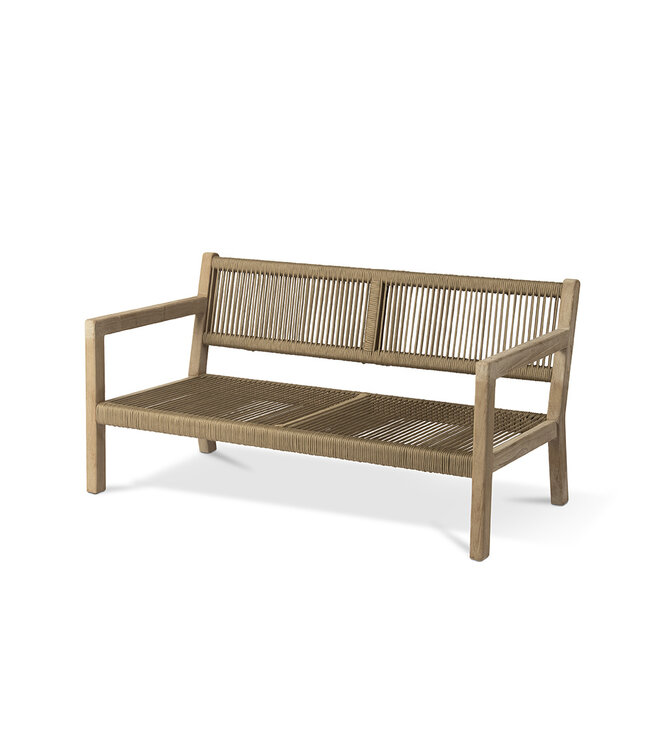 GOMMAIRE Outdoor Meubels | Organic Living 2-Sitzer Mario | Teakholz Naturgrau / Seil