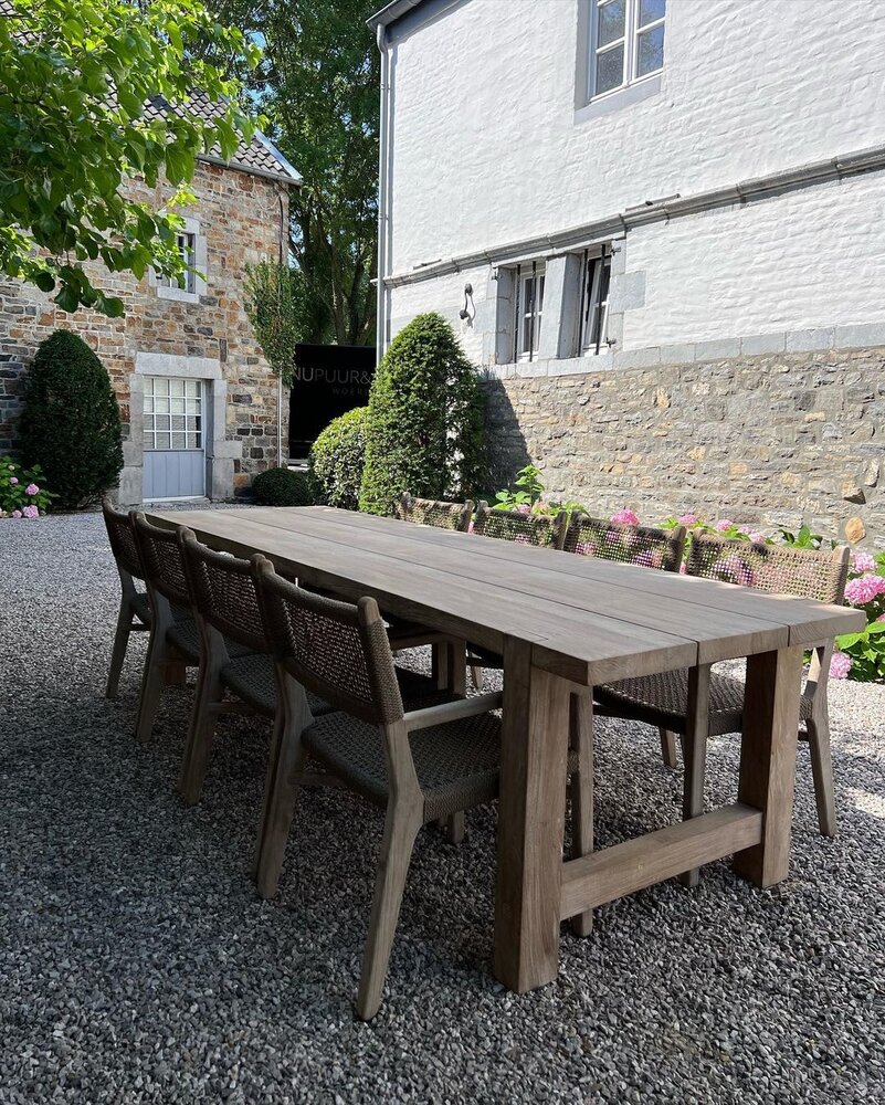 GOMMAIRE Outdoor | Organic Living Tisch Jacob Groß | Recyceltes Teakholz Naturgrau