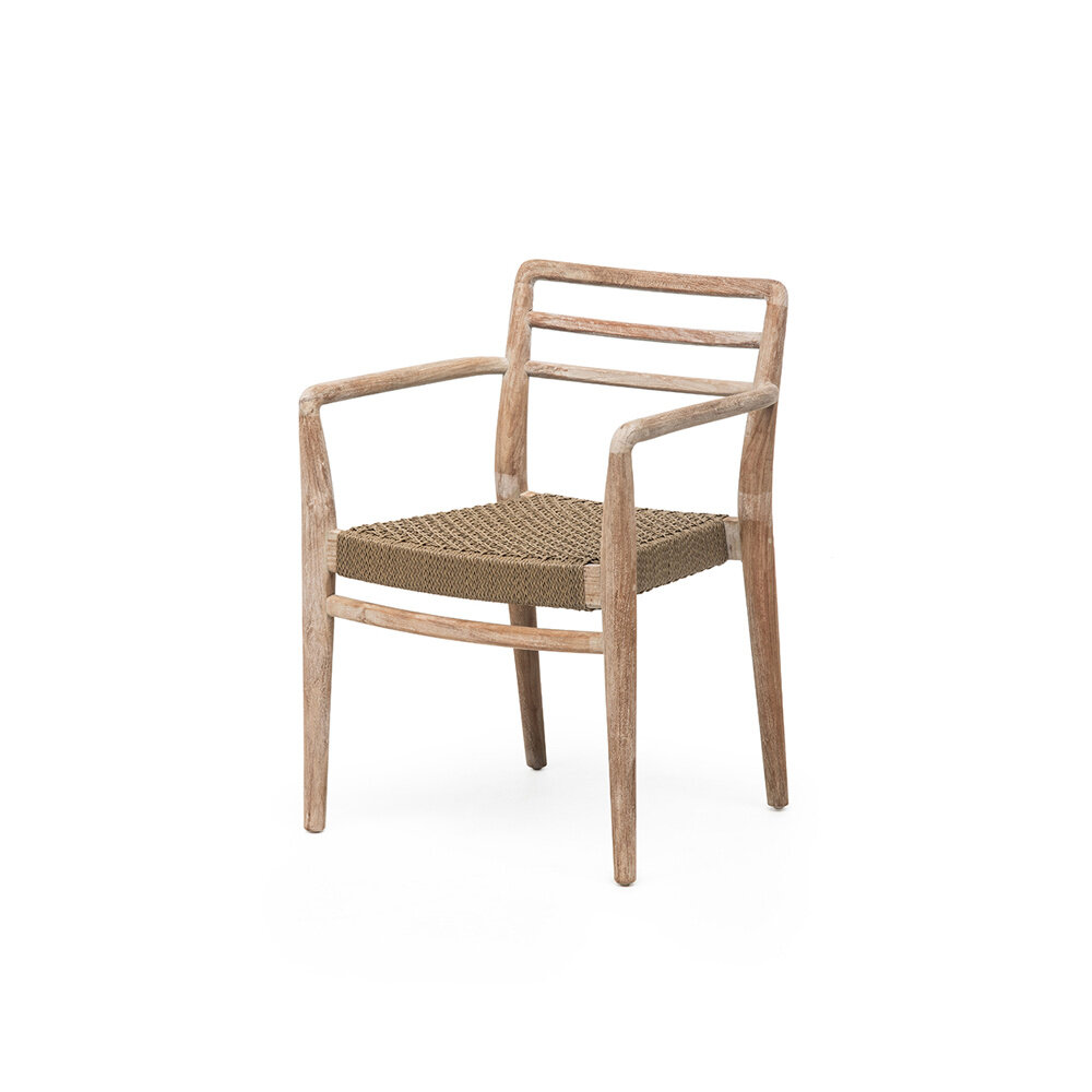 GOMMAIRE Outdoor | Organic Living Poltrona impilabile Jared | Teak Grigio Naturale / Vimini PE Antique Weed