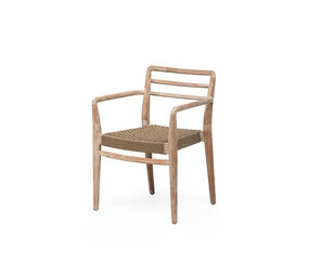 GOMMAIRE Outdoor | Organic Living Fauteuil empilable Jared | Teck gris naturel / Résine tressée antique