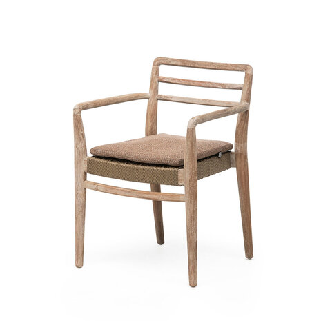 GOMMAIRE Outdoor | Organic Living Stackable Armchair Jared | Teak Natural Grey / PE Wicker Antique Weed