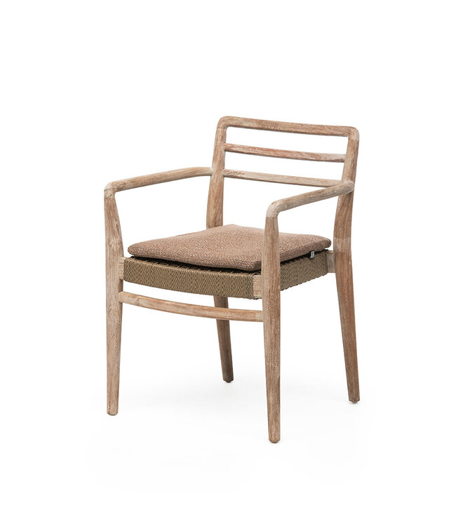 GOMMAIRE Outdoor Meubels | Organic Living Stackable Armchair Jared | Teak Natural Grey / PE Wicker Antique Weed