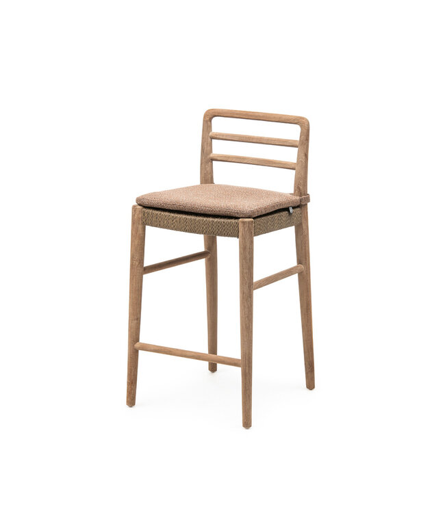 GOMMAIRE Outdoor Meubels | Organic Living Barstol Jared | Teak Naturgrå / PE-flettet antikk marihuana