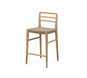 GOMMAIRE Outdoor Meubels | Organic Living Barhocker Jared | Teakholz Naturgrau / PE-Geflecht Antikgrün