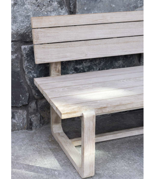 GOMMAIRE Outdoor Meubels | Organic Living Banco de parque Oslo grande | Teca gris natural