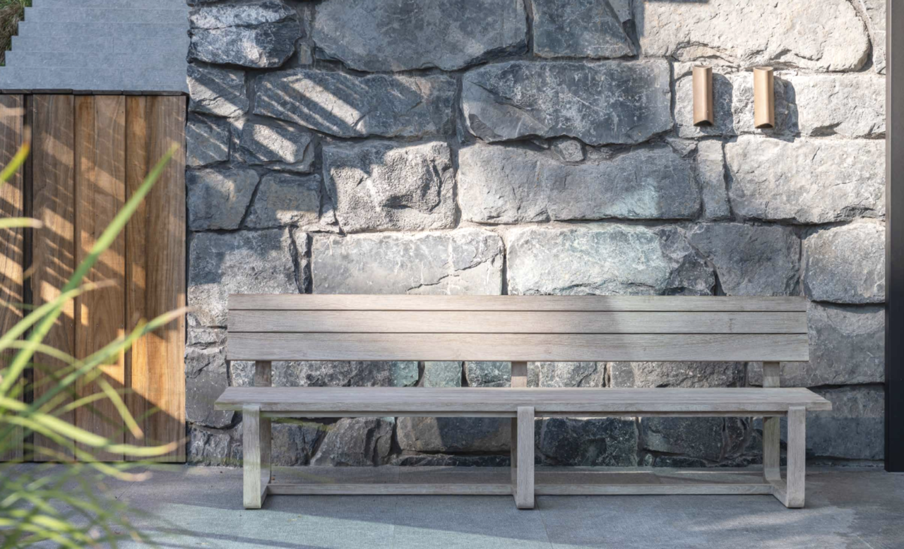 GOMMAIRE Outdoor | Organic Living Park Bench Oslo Large | Teak Natural Grey