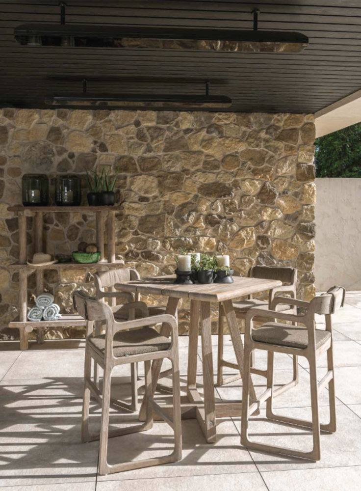 GOMMAIRE Outdoor | Organic Living Sgabello da bar Sally | Teak grigio naturale