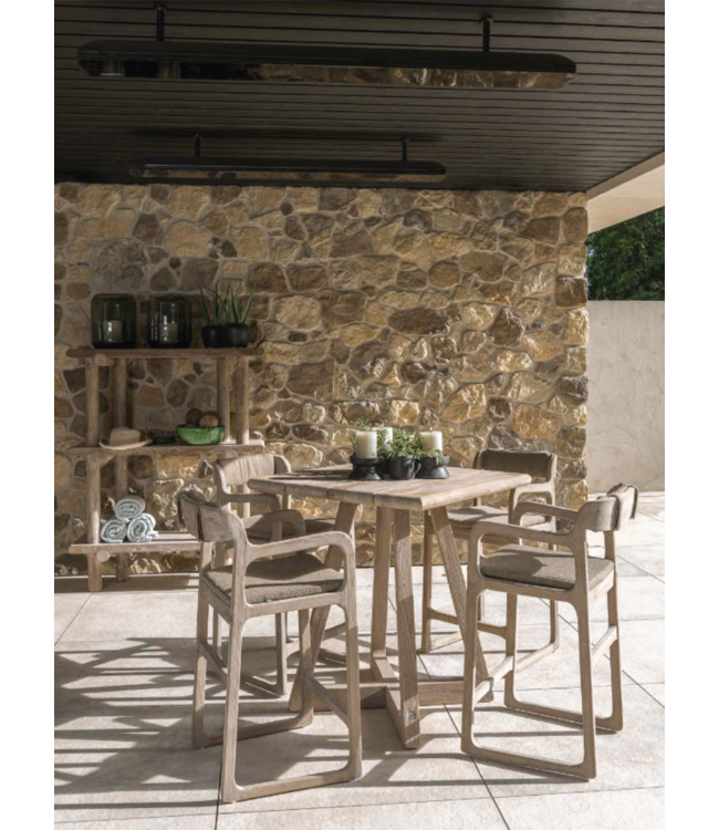 GOMMAIRE Outdoor Meubels | Organic Living Sgabello da bar Sally | Teak grigio naturale