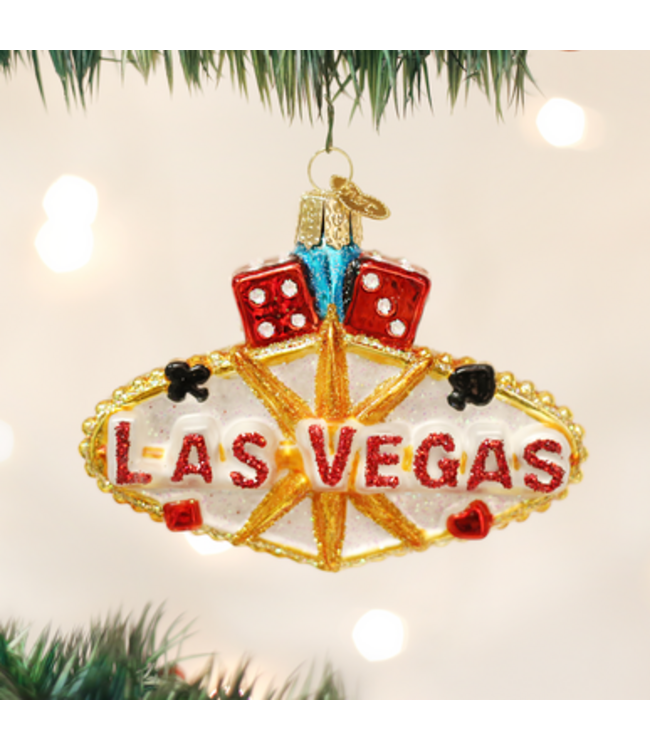 Old World Christmas Las Vegas-Schild | Weihnachtsschmuck