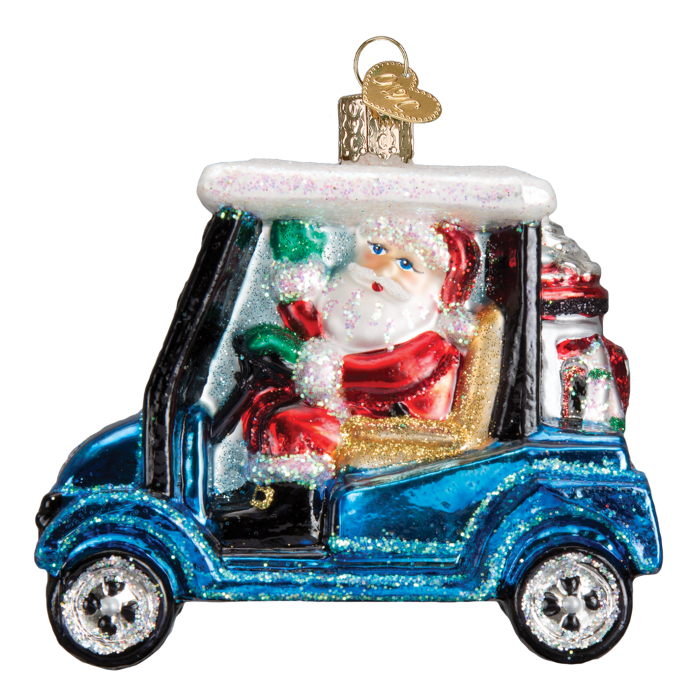 Old World Christmas Carro de golf Papá Noel | Decoración navideña Old World Christmas Carro de golf Papá Noel | Decoración navideña