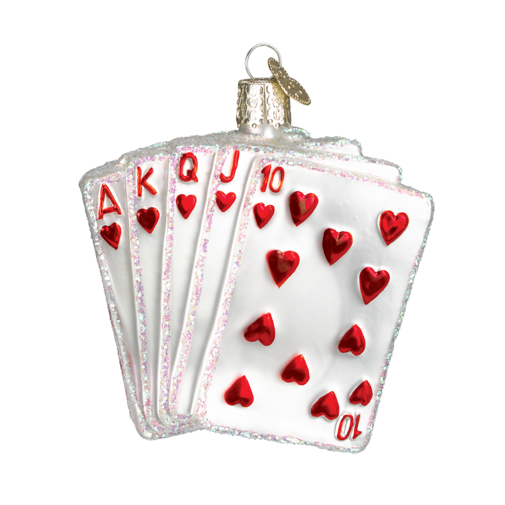 Old World Christmas Escalera real de póquer | Decoración navideña Old World Christmas Escalera real de póquer | Decoración navideña