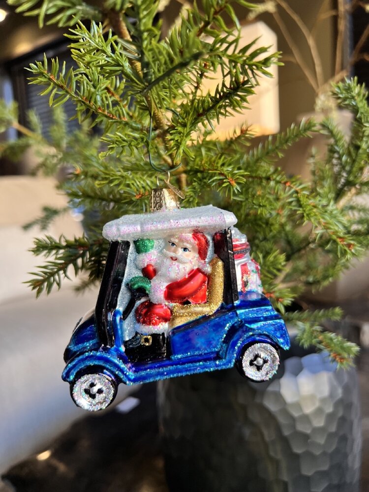 Old World Christmas Carro de golf Papá Noel | Decoración navideña Old World Christmas Carro de golf Papá Noel | Decoración navideña