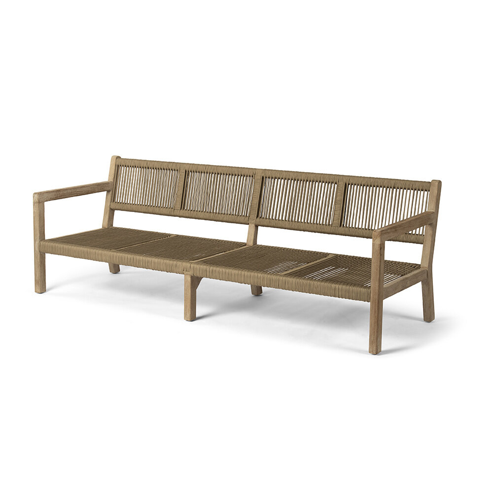GOMMAIRE Outdoor | Organic Living 3-Sitzer Mario | Teakholz Naturgrau / Seil