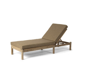 GOMMAIRE Outdoor Meubels | Organic Living Sun lounger Mieke incl. Wheels | Teak Natural Gray / PE Wicker Sand