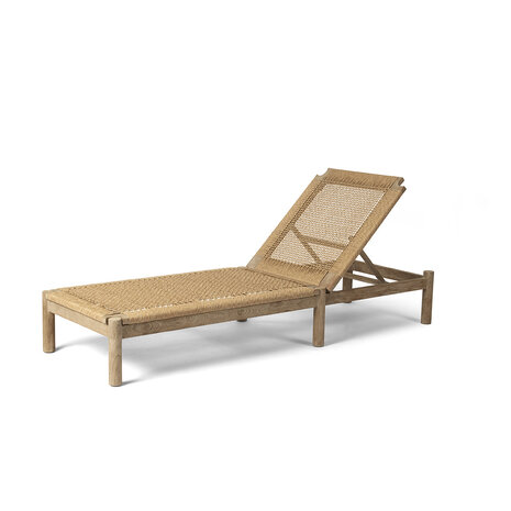 GOMMAIRE Outdoor | Organic Living Sun lounger Mieke incl. Wheels | Teak Natural Gray / PE Wicker Sand