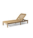 GOMMAIRE Outdoor Meubels | Organic Living Sunlounger Mieke incl. Wheels | Teak Natural Grey / PE Wicker Sand