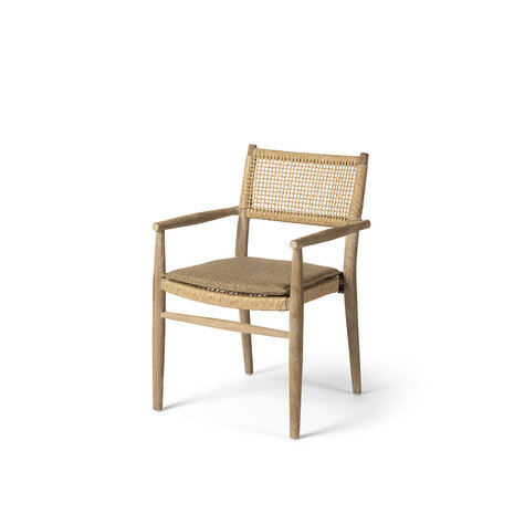 GOMMAIRE Outdoor | Organic Living Stackable Armchair Mieke | Teak Natural Grey / PE Wicker Sand