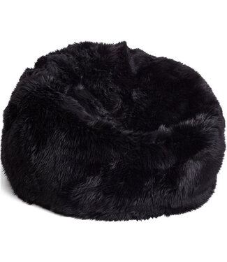 Natures Collection Pouf en peau de mouton | Laine longue de Nouvelle-Zélande noire 73x74