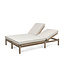 GOMMAIRE Outdoor Meubels | Organic Living Tumbona doble Mieke con ruedas | Teca gris natural y mimbre sintético color arena