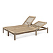 GOMMAIRE Outdoor | Organic Living Bain de soleil double Mieke avec roulettes | Teck gris naturel et résine tressée sable