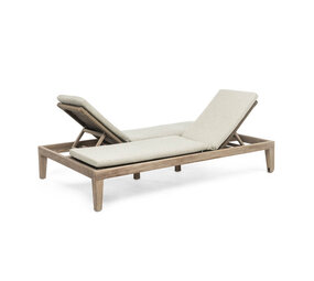 GOMMAIRE Outdoor Meubels | Organic Living Dobbel solseng Lisa inkl. hjul | Teak naturgrå / PE-flettet antikk marihuana