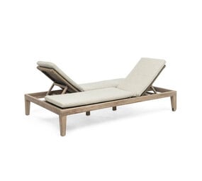 GOMMAIRE Outdoor | Organic Living Double Sunlounger Lisa incl. Wheels | Teak Natural Grey / PE Wicker Antique Weed