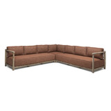GOMMAIRE Outdoor Meubels | Organic Living Divano a forma di L Mieke | Teak Naturale Grigio / PE Vimini Sabbia