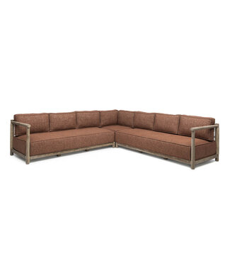 GOMMAIRE Outdoor Meubels | Organic Living Sofa L-Form Mieke | Teak naturgrau / PE-Wickersand