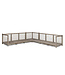 GOMMAIRE Outdoor Meubels | Organic Living Sofá en L Mieke | Teca Gris Natural / PE Mimbre Arena