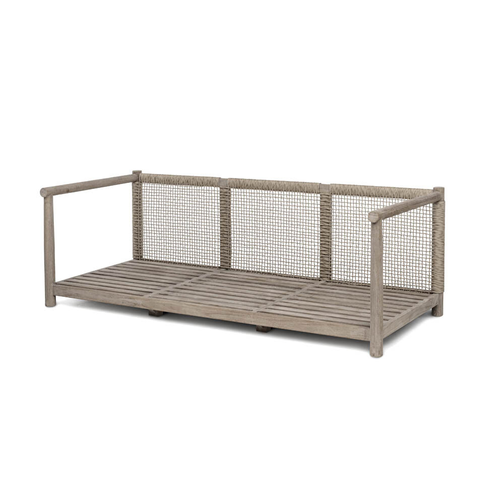 GOMMAIRE Outdoor | Organic Living Divano Mieke a 2,5 posti | Teak grigio naturale / Vimini PE color sabbia