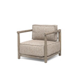 GOMMAIRE Outdoor Meubels | Organic Living Sofá Mieke de 1 plaza | Teca gris natural / Mimbre sintético color arena