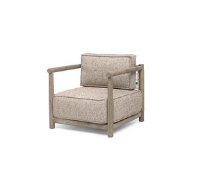 GOMMAIRE Outdoor Meubels | Organic Living 1-Sitzer Mieke | Teak Naturgrau / PE-Geflecht Sand