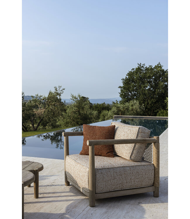 GOMMAIRE Outdoor Meubels | Organic Living 1-seters Mieke | Teak naturgrå / PE-flettet sand