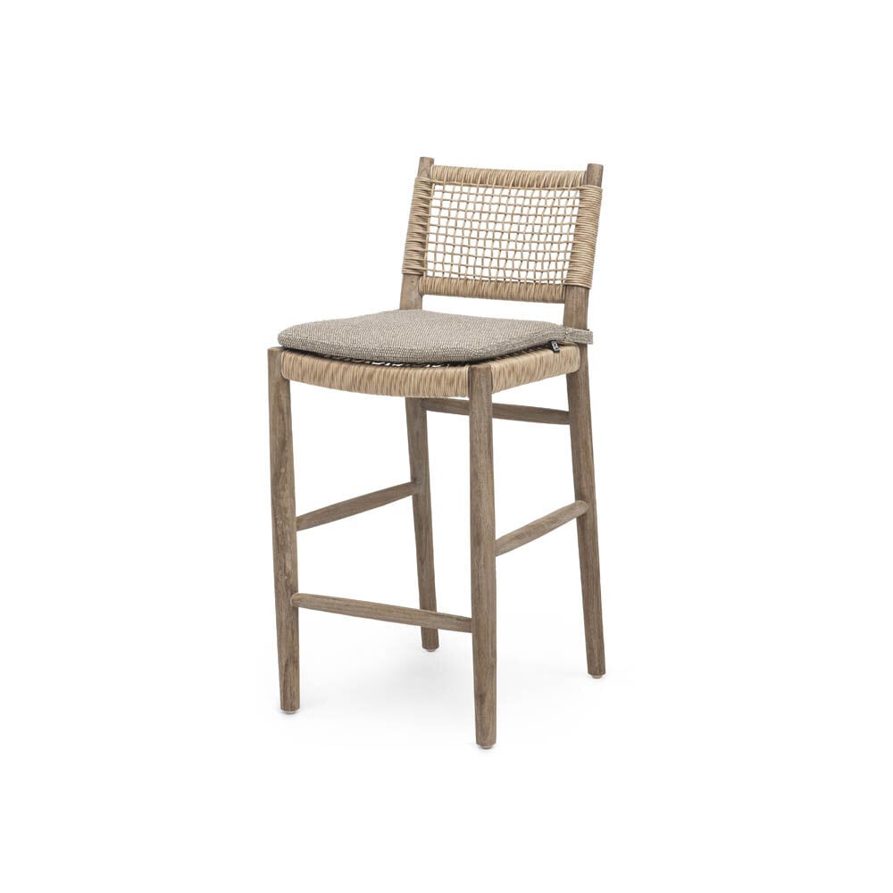 GOMMAIRE Outdoor | Organic Living Bar Chair Mieke | Teak Natural Grey / PE Wicker Sand