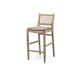GOMMAIRE Outdoor Meubels | Organic Living Bar Chair Mieke | Teak Natural Grey / PE Wicker Sand