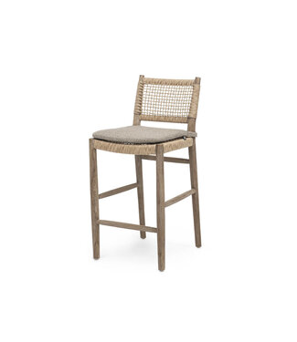 GOMMAIRE Outdoor Meubels | Organic Living Bar Chair Mieke | Teak Natural Grey / PE Wicker Sand