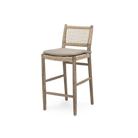GOMMAIRE Outdoor | Organic Living Bar Chair Mieke | Teak Natural Grey / PE Wicker Sand