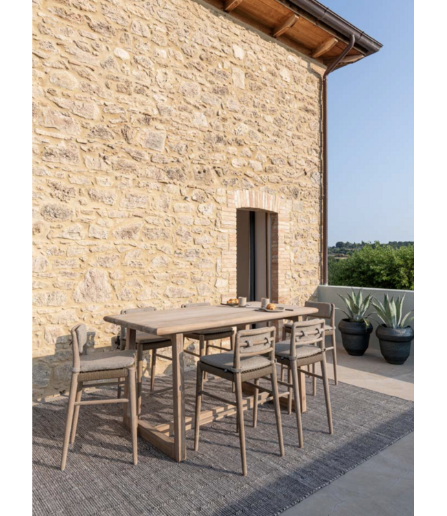 GOMMAIRE Outdoor Meubels | Organic Living Table de bar Dennis Small | Teck recyclé gris naturel