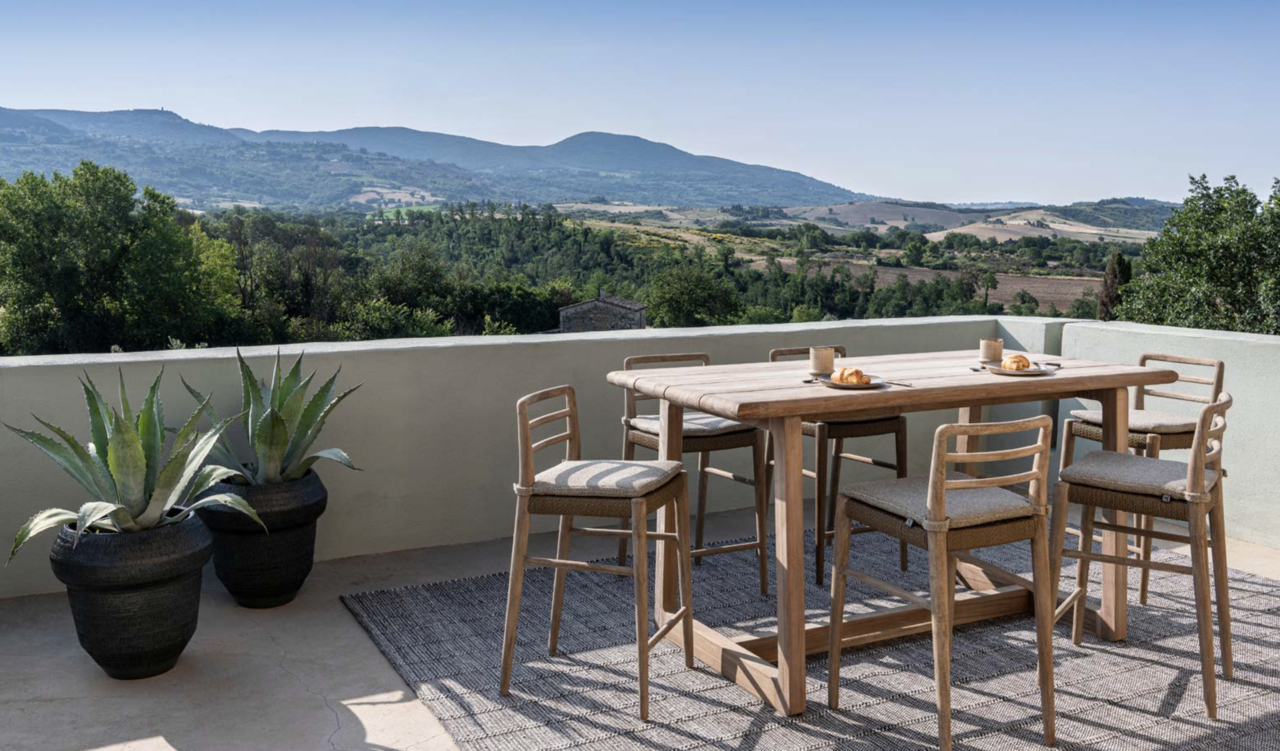 GOMMAIRE - Organic Living - Design Furniture Bar Chair Jared | Teak Natural Gray / PE Wicker Antique Weed GOMMAIRE - Organic Living - Design Furniture Bar Chair Jared | Teak Natural Gray / PE Wicker Antique Weed